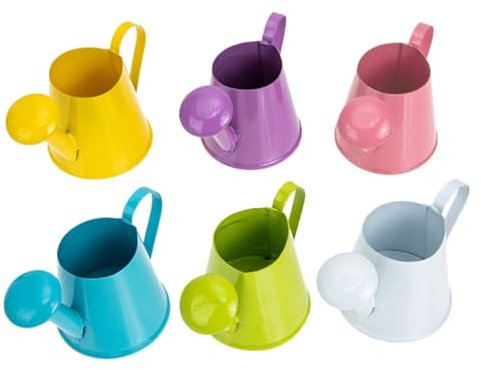 TOYANDONA Lot De 6 Mini Arrosoirs en Métal Colorés pour Garçon Et Filles Intérieur Et Extérieur, Arrosoirs Compacts 6 Couleurs Pratiques pour Jardinage Et Décoration