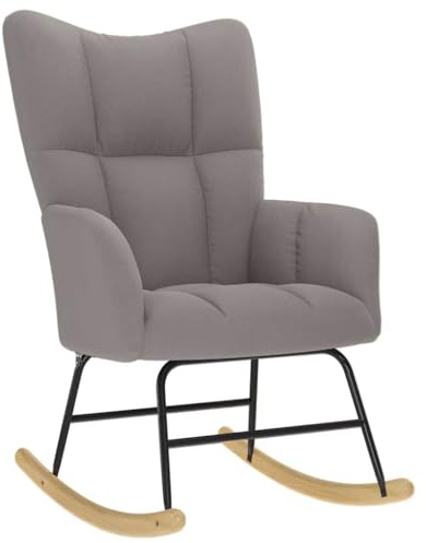 Teenpull Schaukelstuhl Taupe Stoff, Gemütlicher Polstersessel für Wohnzimmer, Schlafzimmer, Leseecke, Entspannung, max. 110 kg Belastbarkeit