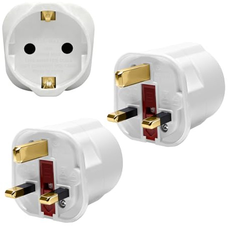 2 Stück UK Reiseadapter Adapter England Deutschland Stecker, Travel Adapter UK auf EU Steckdosenadapter Typ G Steckdose für England/Irland/Schottland/rland/Dubai/Maldives