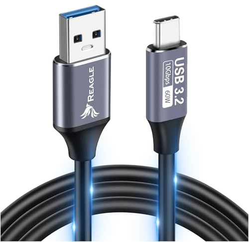 Reagle Cable USB-A USB-C 3M, compatible con Meta Quest 3/3S, Quest 2/Pro, Pico 4, PC Steam VR accesorios, USB-C 3.2 Gen2, 10 Gbps, PD 60 W, Quick Charge 3.0, 4.0