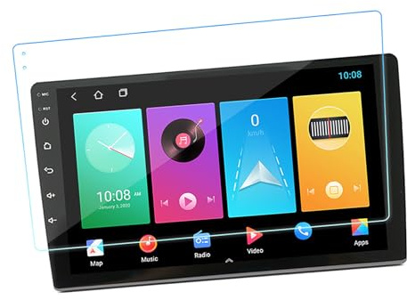 LUCKDANO Car Tempered Glass Protection, Tempered Glass Screen Protector For Car Navigation Screen Protector with Cleaning Kit For (10 Inch)