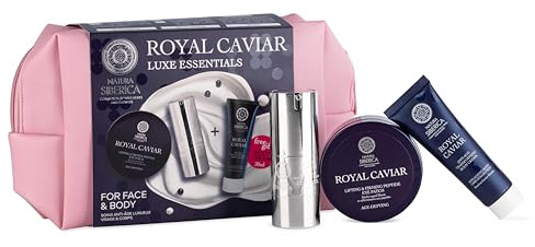 Natura Siberica Royal Caviar Luxe Essentials Set – Anti-Aging Gesichtspflege mit Kaviar-Extrakt – Luxus Skincare Geschenkset für straffe & strahlende Haut – Premium Beauty Geschenk für Frauen