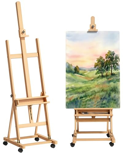 Vinsetto Caballete de Pintura Plegable 238 cm con Ruedas Bandeja Natural