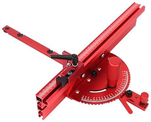 Tischsägen Gehrungslehre, Präzisions-Gehrungslehrensystem mit Mehrfach-T-Nut-Anschlag mit Skala und T-Nut-Anschlag, kompatibel mit Tischkreissägen, Bandsägen und Frästischen, Table Saw Miter Gauge