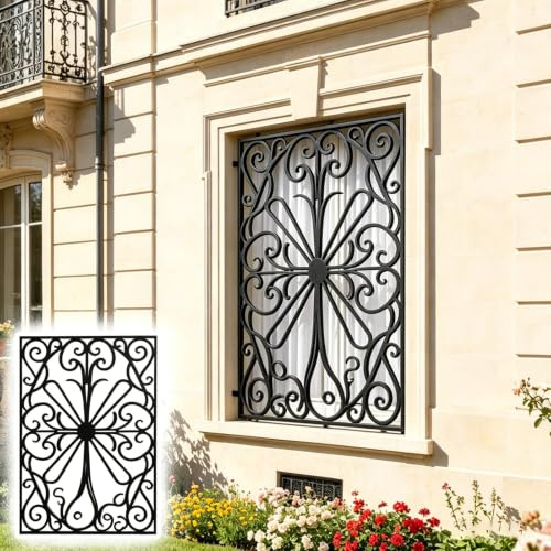 Inferriate per Finestre Grandi ed Eleganti Inferriate Verticali Motivi Floreali Finestre, Barra di Sicurezza Antieffrazione Ferro Battuto Finestre Casa, Protezione Versatile