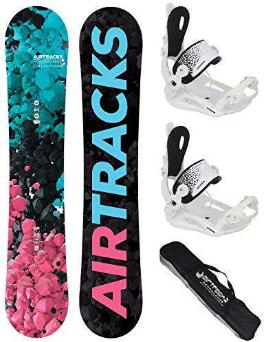AIRTRACKS Damen Snowboard Set - Board Polygonal 154 - Softbindung Master W M - SB Bag