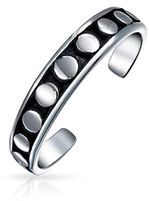 Bling Jewelry Personalisierte Bali Stil Round Dot Midi Band Toe Ring Für Frauen .925 Silber Sterling Mid Finger Einstellbar Individuelle Gravur
