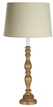 Premier Housewares Candle Table Lamp with Wooden Base, Natural, E27, 40 watts