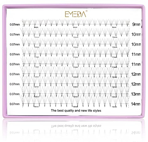 EMEDA pre made fan eyelash extensions D curl 4D pre fanned russian lashes 0.07mm 9 rows premade fans .07 mix 9-14mm 4D volume lash extensions supplier (4D 0.07 D mix)