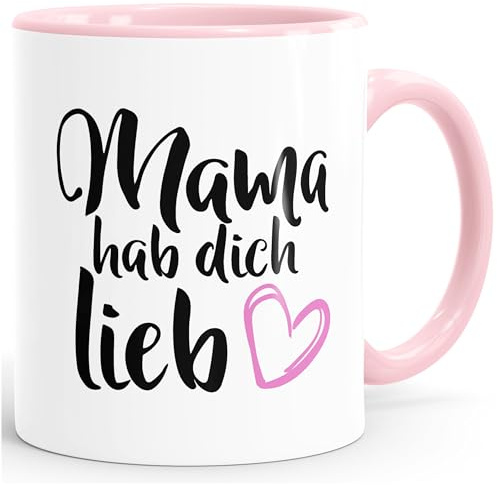 MoonWorks Geschenk-Tasse Muttertag Mama hab dich lieb Rosa unisize