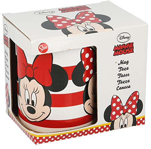 Stor8412497782031Cerámica Taza en Regalo Caja, 325 ml Capacidad, Minnie Rayas