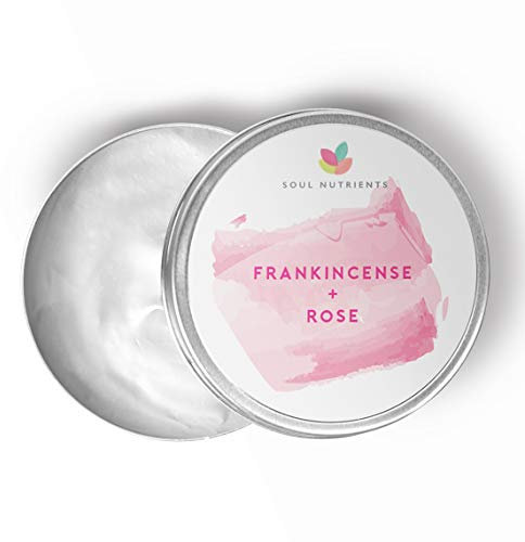 Rose and Frankincense Face Cream - 100% Natural, Vegan, Moisturising, Anti Ageing, Wrinkles, Cruelty Free, Made in the UK -50ml