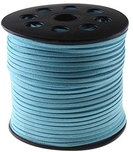 ZKC 3mm x100 Yards Sky Blue Suede Cord Suede Lace Faux Leather Cord with Roll Spool for Bracelet Necklace Beading DIY Handmade Crafts