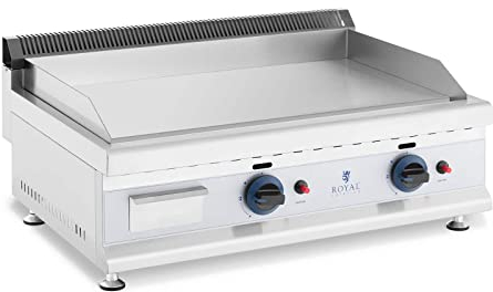 Royal Catering Griglia Fry Top A Gas Piastra per Grigliare RC-GGF750 (Liscia, 2 x 3100 W, 20 mbar, Acciaio, 74,5 x 40 cm)