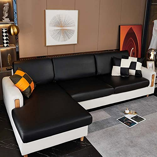 Luxuriöser Kunstleder-Sofabezug für 2-, 3-, 4-Sitzer, wasserdicht, dehnbarer Ecksitzbezug mit Gummizug, Couchschutz, Möbelschutz für Haustiere und Kinder