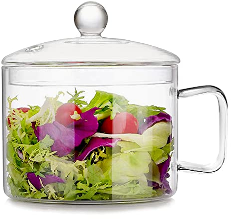 DOERDO Glass Cooking Pot Glass Saucepan with Cover, Multi-Function Stew Pot, Glass Cookware Set for Milk, Pasta, Noodles and Soup, 1.5L/51 FL OZ