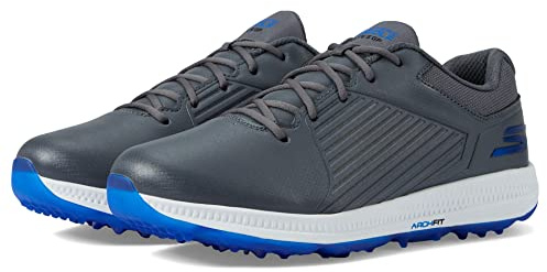 Skechers Mens Shoe-GO Golf Elite 5 GF Sneaker, Grey Synthetic/Blue Trim, 10.5 UK
