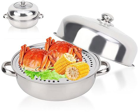 Olla de Vapor, Olla de Vapor de Una Sola Capa de Acero Inoxidable de 28 cm Olla de Vapor, Olla de Vapor de Alimentos Profesional para Utensilios de Cocina Cocina Doméstica