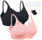 Chalier Cmfort 2 PCS Femme Allaitement Soutien-Gorge Soutien Gorge Maternité Soutien-Gorge d'allaitement avec rallonges de Soutien-Gorge et Attache Anti-Glissement et Coussinets d'allaitement