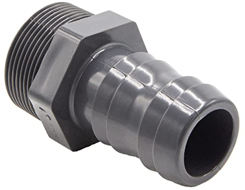 PVC 1/3 Schlauchtülle I 43-40mm Tülle I 1 1/2 Zoll Außengewinde I 10 Bar I Schlauchanschluss mit Rippenstruktur für idealen Halt I PVC Fitting mit Tülle für Pool und Garten I bm027