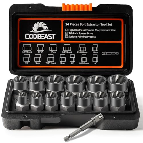 Coobeast 13-teiliges Schraubenausdreher-Set mit 1/4 Zoll Adapter, abisolierte Muttern, einfaches Entfernen von Schrauben für rostende, abgerundete Muttern und