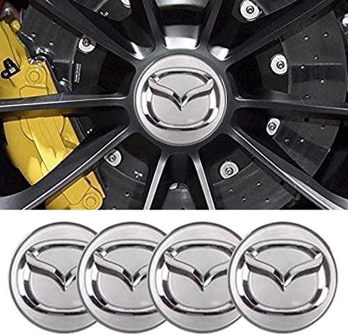 DSFG 4pcs 56MM 2,2 ' 'Auto-Logo-Aufkleber mit Räderabdeckung mit zentraler Abdeckung ABS-Material (fit Mazda Silber)