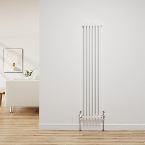 NRG Radiatore Tradizionale Lucido Bianco in Ghisa a 3 Colonne Verticale per Riscaldamento Centralizzato da Bagno 1500x292mm
