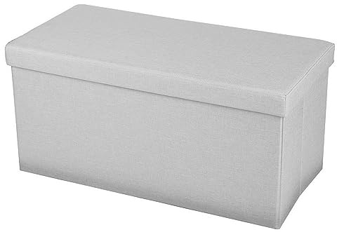 Urban Living Faltbare SITZBANK Tissu 76 x 38 x 38 cm mit Aufbewahrungsbox Abnehmbarer Sitz (hellgrau)