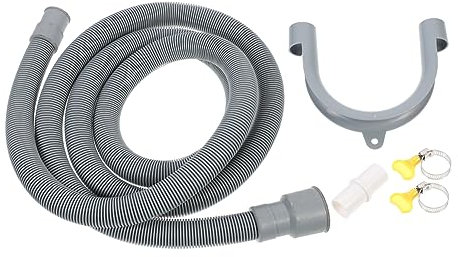 Angoily 1 Set Drum Washer Drainage Hose Extension Kit 2m Thickened PVC Hose Adjustable Clamps U-Shaped Bracket Washing Machine Water Outlet Accessories