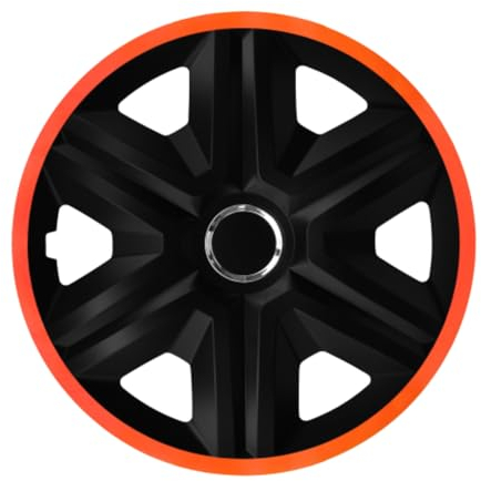 Luckyberg Radkappen 16 Zoll Fast Lux | Radzierblenden 4er-Set für die meisten Automarken und Stahlfelgen, Zierkappen in vielen Farben. Felgenabdeckung für Autofelgen. (16 - ORANGE)