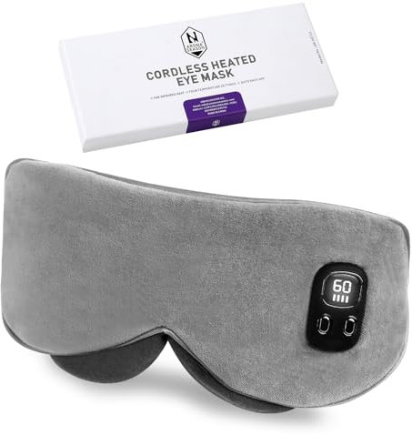 Aroma Season Heated Eye Mask, Warm Eye Compress, 4 Temperature Level Light-Blocking Cordless Heated Eye Mask, Gift for Men Women(Grey)