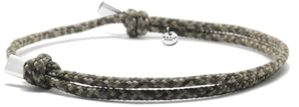 Nato Cuff - Paracord Armband 2mm und Silber 925 - Verstellbares Damen- oder Herrenschmuckstück entworfen und zusammengesetzt in Frankreich (Kaki)