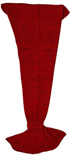 Tixqeaif Home Kreative Handgemachte Warme Gestrickte Meerjungfrau Schwanz Form Decke Mode Klimaanlage Weiche Decke Rot 90Cm x 50Cm