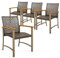 COSTWAY Lot de 4 Chaises de Jardin Empliables en Rotin, Fauteuil d'Extérieur avec Accoudoirs en Bois d'Acacia et Structure Métallique Robuste, pour Balcon, Cour, Bord de Piscine, Charge 180 KG