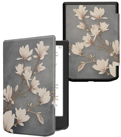 kwmobile Étui Compatible avec Pocketbook Verse/Pro/Color/Vivlio Light/Light HD Coque - Étui à Rabat magnétique Tablette eReader Similicuir - Taupe-Blanc-Bleu-Gris