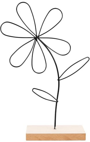 1 PC Aufsteller Blume Premium Metall-Blume auf Holz-Sockel Dekoaufsteller Blumen Arrangement Ornamente Metallring Blumen Dekoring Bastelbedarf Deko Deko-Blume aus Metall zum Hinstellen und Verschenken
