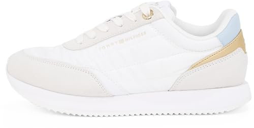 Tommy Hilfiger Essential Runner Fw0fw08332, Zapatillas Mujer, White White Breezy Blue, 36 EU