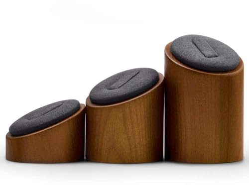 Papten Ring Halterung 3 Abgeschrägte Ringhalter, Holz Schmuckaufbewahrung Ringe Schmuck Display Ringständer Ring Organizer Schmuckständer Schmuckhalter (Dunkelgrau)