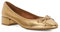 Dune London Ladies ADMIRABLY Low Block Heel Ballet Flats Size UK 5 Block Heel Court Shoes Gold