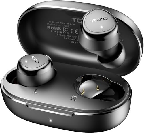 TOZO E1 Kopfhörer kabellos Bluetooth 5,3 Bluetooth Kopfhörer, In Ear Bluetooth Kopfhörer mit APP,30 Std Premium Sound,IPX6 Wasserdicht,2 ENC-Mikrofone klare Anrufe Noise Cancelling Kopfhörer - Schwarz