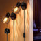 FORNORM Plug in Wall Light, 2 Pack Wall Sconce with Bulbs Hanging Lights Wall Lights with Plug in Cord, Rustic Wall Lamp for Living Room and Bedroom, Cord with On/Off Switch, UK Plug (Black-E14)