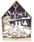 Weihnachtskrippe, geschnitztes Schaf, Holzhaus, religiös