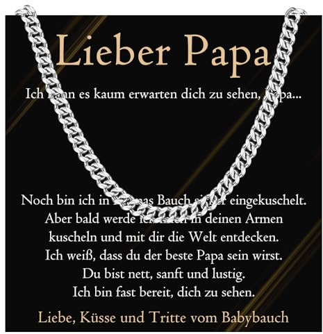 PDTU Geschenke für Männer, Edelstahlkette Liebes Geschenke für Mann Ehemann Freund Papa Bonus Papa Werdender Papa Bruder Sohn, Halskette Herren Geschenk zum Jahrestag Geburtstag