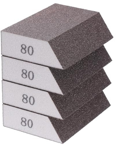 sourcing map 4pcs Sanding Sponge Blocks 180-220 Grit Sanding Sponge with Angled Edge 4x2.8x1, Washable and Reusable Foam Sanding Block for Polishing Kitchen Metal Wood Drywall Home