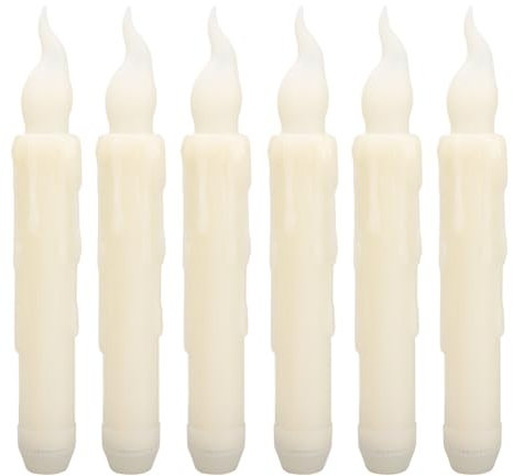 wiipara LED Stabkerzen 6 stk. Flackernde Flamme Kerzen, Warmweiß (W2 x H17 CM), Flammenlose Stabkerze LED Candles Set Weihnachtskerzen für Weihnachtsdeko, Hochzeit, Geburtstags Partys