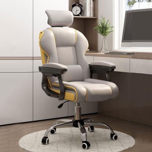 Ergonomischer Schaukelstuhl aus Leder mit höhenverstellbarer drehbarer Rückenstütze und Latexkissen für Erwachsene