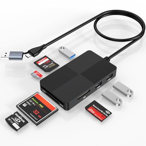 8 IN 2 Multiple Card Reader, USB C USB3.0 Memory Card Reader Adapter for SD SDXC SDHC CFI MS MMC UHS-I MicroSD MicroSDXC MicroSDHC XD Card Reader 3 USB3.0 Multi Port Hub