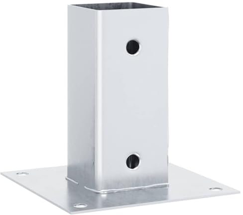 vidaXL Pfostenträger Quadratisch 4Stk. Silber 61x61mm Verzinkter Stahl, Pfostenschuh, Stützenschuh, Pfostenhülse, Pfostenanker, Stützenfuß
