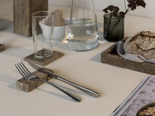 FacciamoCASA Poggia posate in marmo Travertino Noce (6 pezzi), appoggio posate tavola design, portaposate tavolo ristorante elegante, poggiaposate regalo casa