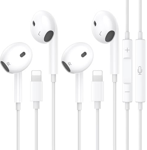 Pack de 2 Auriculares In-Ear para iPhone,Auriculares HiFi Estéreo con Cable, Aislamiento de Ruido,Micrófono y Control de Volumen Compatibles con iPhone 14/14 Plus/14 Pro/14Pro Max/13/12/SE/11/XS/X/8/7